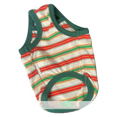 Imagem de Camiseta regata para cães de estimação, macia, respirável, listrada, algodão, cachorrinho, sem mangas, bichon, primavera, verão, moda, colete confortável, estilo vestuário (P)