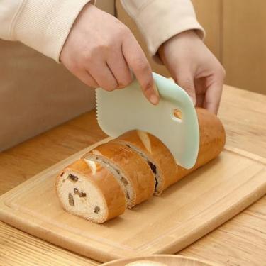 Imagem de Espátula raspadora de massa de pão de plástico – Ferramenta raspadora de bancada flexível para assar, pastelaria e bolo – Utensílios de cozinha de silicone multiuso para fermento e preparação de