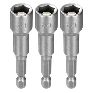 Imagem de Generic 3 peças de broca de porca sextavada, soquete de 6 pontas, haste sextavada de 1/10.2 cm, porca de troca rápida para furadeiras elétricas, chaves de impacto, tom prateado