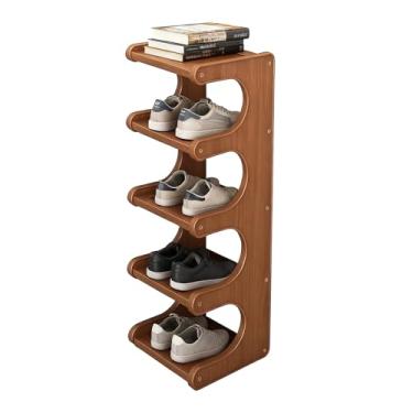 Imagem de Ayedvan Sapateira de bambu para entrada, sapateira para espaços pequenos, torre de madeira para porta da frente armário canto garagem