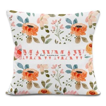 Imagem de laveliabel Capas de almofada Mawmaw Gifts 45,7 x 45,7 cm, para vovó, Best Mawmaw Ever, capas de almofada decorativas florais para presente de avó, capa de almofada para decoração de sofá de casa e