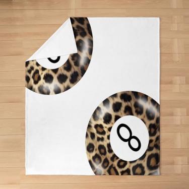 Imagem de Cobertor de flanela infantil de leopardo estético, cobertor de cama chique de 8 bolas de arte, decoração de sofá moderno Y2K para meninas e meninos, cobertor felpudo marrom branco, tamanho da manta