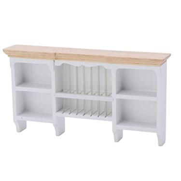 Imagem de ZJchao Armário de Armazenamento Em Miniatura, Armário de Casa de Bonecas de Parede 1/12 Mini Prateleira de Armazenamento para Cozinha de Casa de Bonecas (Branco)