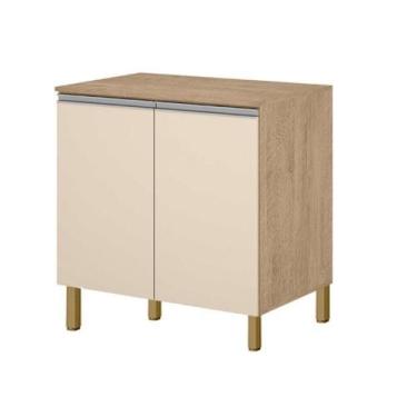 Imagem de Balcão 2 Portas Cozinha Isabela Amêndoa Off White - MILANI MOVELARIA