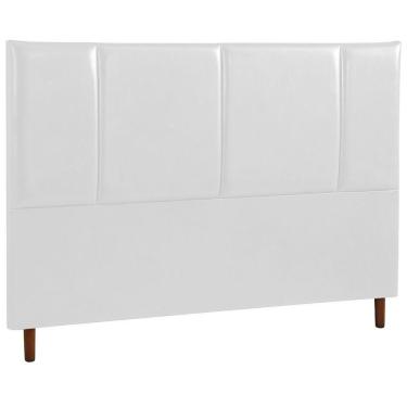 Imagem de Cabeceira Estofada Queen Panamá Couro Branco 160 Cm