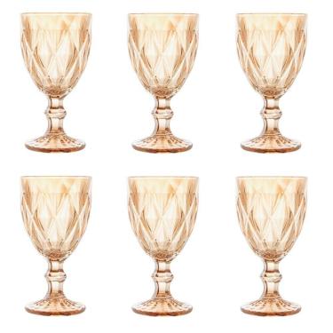 Imagem de Conjunto De Taças De Vidro Para água 6 Peças 325 Ml Diamond âmbar Lyor