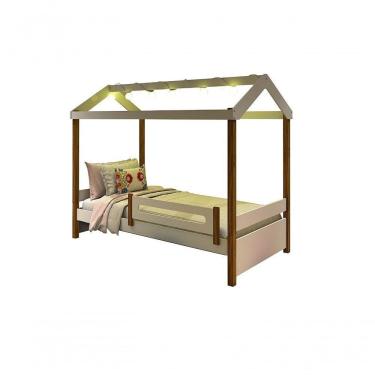 Imagem de Cama Casa Eliz Branco Mel Com Cordão De Luzes Led