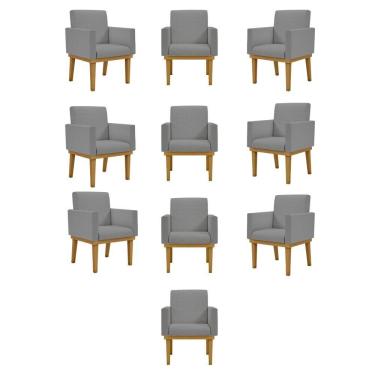 Imagem de Kit 10 Cadeiras Decorativa Reforçada Oferta Balaqui Linho Cor:linho Grafite