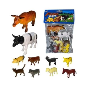 Imagem de Kit 10 Animais da Fazenda Kit Fazendinha Brinquedos e Maquete