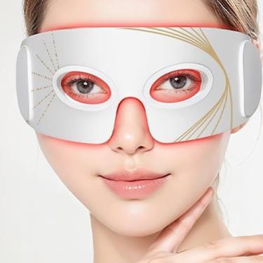 Imagem de Máscara ocular terapia de luz LED – Dispositivo de beleza LED de 3 cores com LED vermelho, amarelo e infravermelho (590 nm, 660 nm, 850 nm) para cuidados com a área dos olhos, relaxamento e bem-estar
