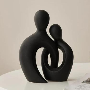 Imagem de Enfeites Decorativos para Sala, EstáTua Casal Encaixe Nórdico Abstrata Branco Preto para Casa Decoração, Sala de Estar, Escritório, para Casa(Pretos)