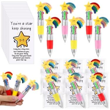 Imagem de Sayglossy 24 conjuntos de canetas Smile Star para presente a granel, You're a Star, multicoloridas, design 4 em 1 com cartões positivos para Natal, escola, artigos de festa de estudante e recompensas