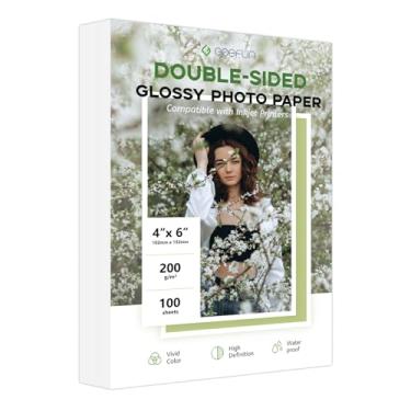 Imagem de Papel fotográfico brilhante de 4 x 15 cm, papel Goefun 200 g/m2/24,5 kg para impressora jato de tinta e tinta de tinta, 100 folhas