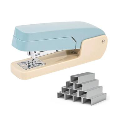 Imagem de Grampeador de mesa de escritório giratório de 360° com 1000 grampos padrão de 2,5 cm, grampeador compacto pequeno com braço oscilante para capacidade de 25 folhas, livreto, documentos, encadernação de