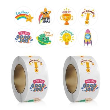 Imagem de 1000 adesivos de agradecimento – 2 rolos com 10 designs sorridentes, etiquetas redondas de 2,5 cm, adesivos autoadesivos de agradecimento para embalagens, sacolas de presente, envelopes, cartões e