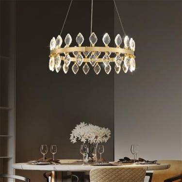 Imagem de Lustre de cristal moderno e luxuoso com LED para sala de estar, restaurante, quarto, villa, hotel, salão de beleza, duplex e escada (G D60CM 1 anel)