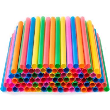Imagem de Snowfall 100 canudos Boba descartáveis jumbo canudos de plástico de 11 mm de largura, canudos grandes e coloridos para chá de bolhas, smoothie, milkshakes e bebidas frias