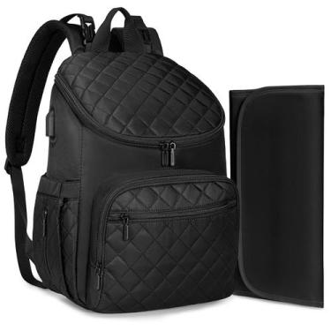 Imagem de Mochila de fraldas LOVEVOOK de grande capacidade impermeável preta