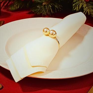 Imagem de Kit 6 Guardanapo de Tecido Mesa Posta Natal - Guardanapo de Boca em Oxford 40x40, Kit 6Lugares Decoração Natalina, Mesa de Jantar, Casamento, Café da Manhã, Festa, Ceia, Ano Novo (Palha)