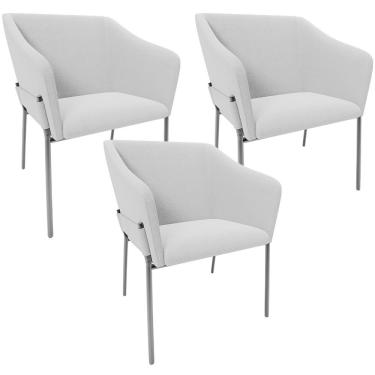 Imagem de Kit 3 Cadeiras Para Sala De Jantar Estar Living Olívia L02 Bouclê Cinza - Lyam Decor