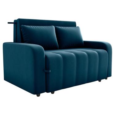 Imagem de Sofa Cama 2 Lugares 138 Cm Amora Veludo Maserati Milani Store Azul