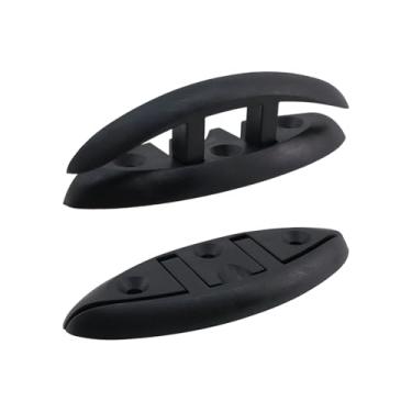 Imagem de Crapyt Chuteiras dobráveis de barco de 12,7 cm, grampos de doca de barco, grampo de corda de grau marítimo de nylon com parafusos de montagem, para caiaques, barcos pessoais e canoas, 4 peças pretas
