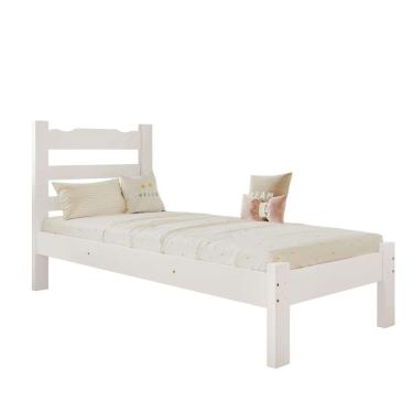 Imagem de Cama Solteiro Nemargi Madeira Macia Reforçada Cor Branco