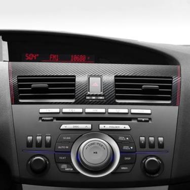 Imagem de BETTERHUMZ Acabamento da moldura da tomada de ar condicionado para Mazda 3 Axela 2010 2011 2012 2013 Mazdaspeed 3 para Alcantara Couro Carbono Adesivo de Console Central Acessórios de Interior do