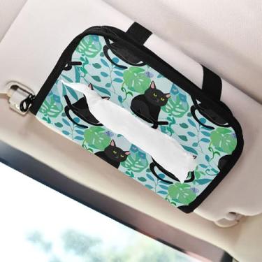 Imagem de SEHANY Porta-lenços de carro de gato fofo, caixa de lenços de papel de carro, suporte de guardanapo retangular dispensador de máscara de carro caixa de lenços de veículo para automóvel universal