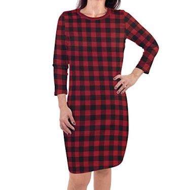 Imagem de Touched by Nature Vestidos de manga curta e manga comprida de algodão orgânico para bebês meninas, Manga comprida xadrez buffalo, PP