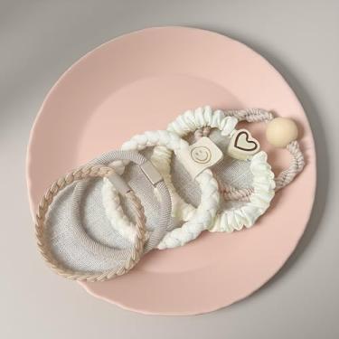 Imagem de Pacote com 5 laços de cabelo charmosos – faixas elásticas elegantes para mulheres, lindos suportes de rabo de cavalo para penteados diários (café marrom leite)