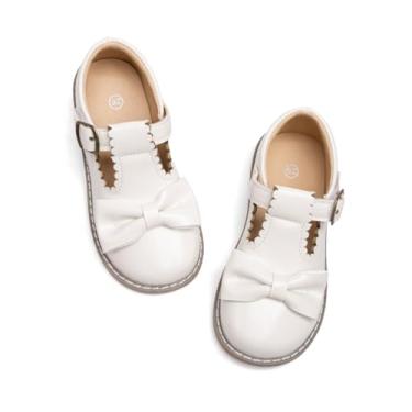 Imagem de Sapato social infantil Mary Jane para meninas, sapatilhas, para festa de casamento, escola, antiderrapante, com laço de flor, sapatos de princesa, Branco, 22