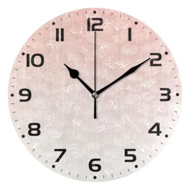 Imagem de JUZIHAI Relógio de parede rosa gradiente branco silencioso sem tique-taque relógios de parede redondos operados por bateria relógio fácil de ler relógio decorativo de parede para casa cozinha sala de