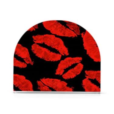 Imagem de Qilmy Porta-guardanapos acrílico para batom vermelho, suporte de lenços de mesa independente transparente, dispensador de papel de coquetel para cozinha, jantar, restaurante, bar, decoração, 1 pacote