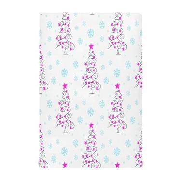 Imagem de Qilmy Lindo lençol de bebê para berço de árvore de Natal, macio, respirável e elástico, lençol com elástico para meninos e meninas, miniberço, 99 cm x 68,5 cm, capa de colchão infantil portátil