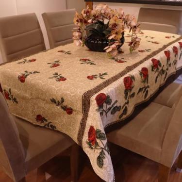 Imagem de Toalha de Mesa de Linhão Elegante e Durável - 4 6 ou 8 Lugares Tecido Sofisticado e Resistente (Rosa - Vermelha,6 Lugares)