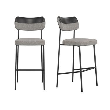 Imagem de Kit 2 Banquetas Altas Mona Estrutura Metal Courino Preto Cinza SSX Multicoisas