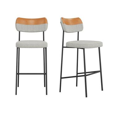 Imagem de Kit 2 Banquetas Altas Mona Estrutura Metal Courino Whisky Cinza SSX Multicoisas