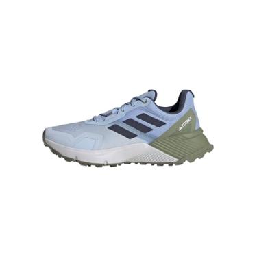 Imagem de adidas Tênis de corrida feminino Terrex Soulstride Trail, Crystal Sky/Shadow Navy/Tent Green, 36
