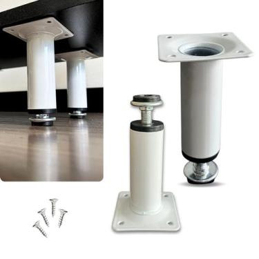 Imagem de Kit 12 Pés para Móveis, cor Branca feito em Aço - Resistente - Compras
