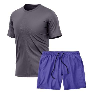 Imagem de Kit Camiseta Manga Curta Dry Chumbo + Short Tactel Academia Caminhada Gênero:Homem;Tamanho:G;Cor:-Masculino