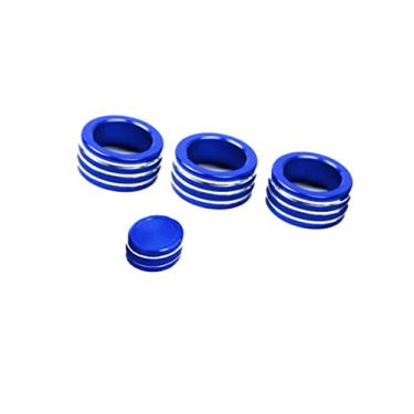 Imagem de Tampa de anel de botão de ajuste de controle de volume do console central de carro azul compatível com BMW Série 5 E60 E61 2004-2007 (estilo 1)