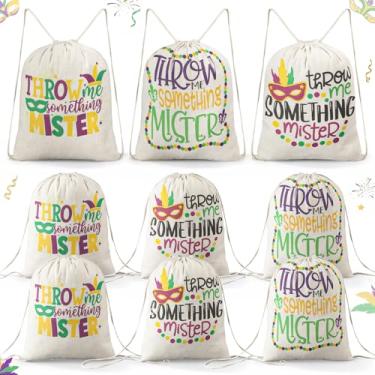 Imagem de Gilprop 9 peças de sacos de presente de carnaval com cordão, 30,5 x 28,8 cm, bolsas de lembrancinhas de carnaval, acessórios de carnaval, mochila para baile de máscaras, carnaval, suprimentos de festa