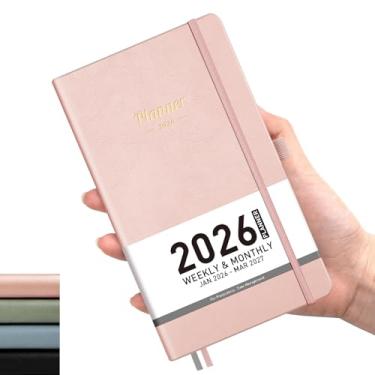 Imagem de AHGXG Agenda de bolso 2026-2027, agenda pequena semanal e mensal, 15 meses, janeiro de 2026 - março de 2027, tamanho mini, capa dura, bolso interno, para mulheres e homens, material de escritório em