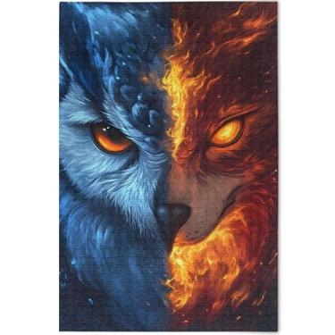 Imagem de Quebra-cabeça adulto com estampa de coruja lobo personalizado 500 peças decoração de casa arte paisagem quebra-cabeça divertido bobo, 52 cm x 37,8 cm