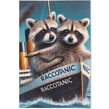 Imagem de Cute Raccoon Titanic Print 1000 peças quebra-cabeças para adultos presentes engraçados tecnologia jogo natureza divertido quebra-cabeça animal impressão arte decoração, 75 cm x 50 cm