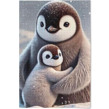 Imagem de Pinguins Quebra-cabeça fofo de 1000 peças para adultos, jogos engraçados, presentes tecnológicos, cenário, decoração de arte animal, 75 x 50 cm