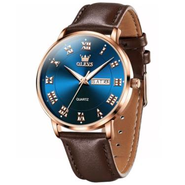 Imagem de Relógio Masculino Dourado Casual Analógico Pulseira Em Couro Design Elegante Estilo Old Money Aço Inoxidável