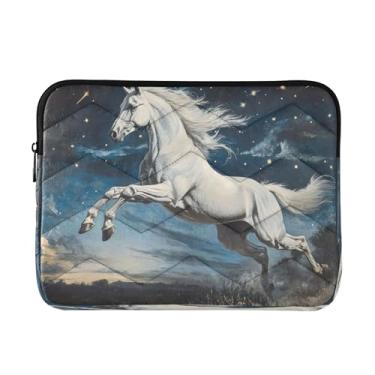 Imagem de Joitme Bolsa masculina preta para laptop Rearing White Horse de 13 a 13,3 polegadas, bolsa feminina para laptop