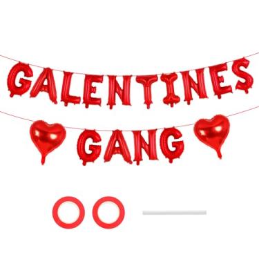 Imagem de Balões de letra I Love You de 40,6 cm, balões de coração de 45,7 cm, balão de folha de amor, para casamento, noivado, dia de galentinas, decoração de chá de panela (Red-GALENTINES GANG)